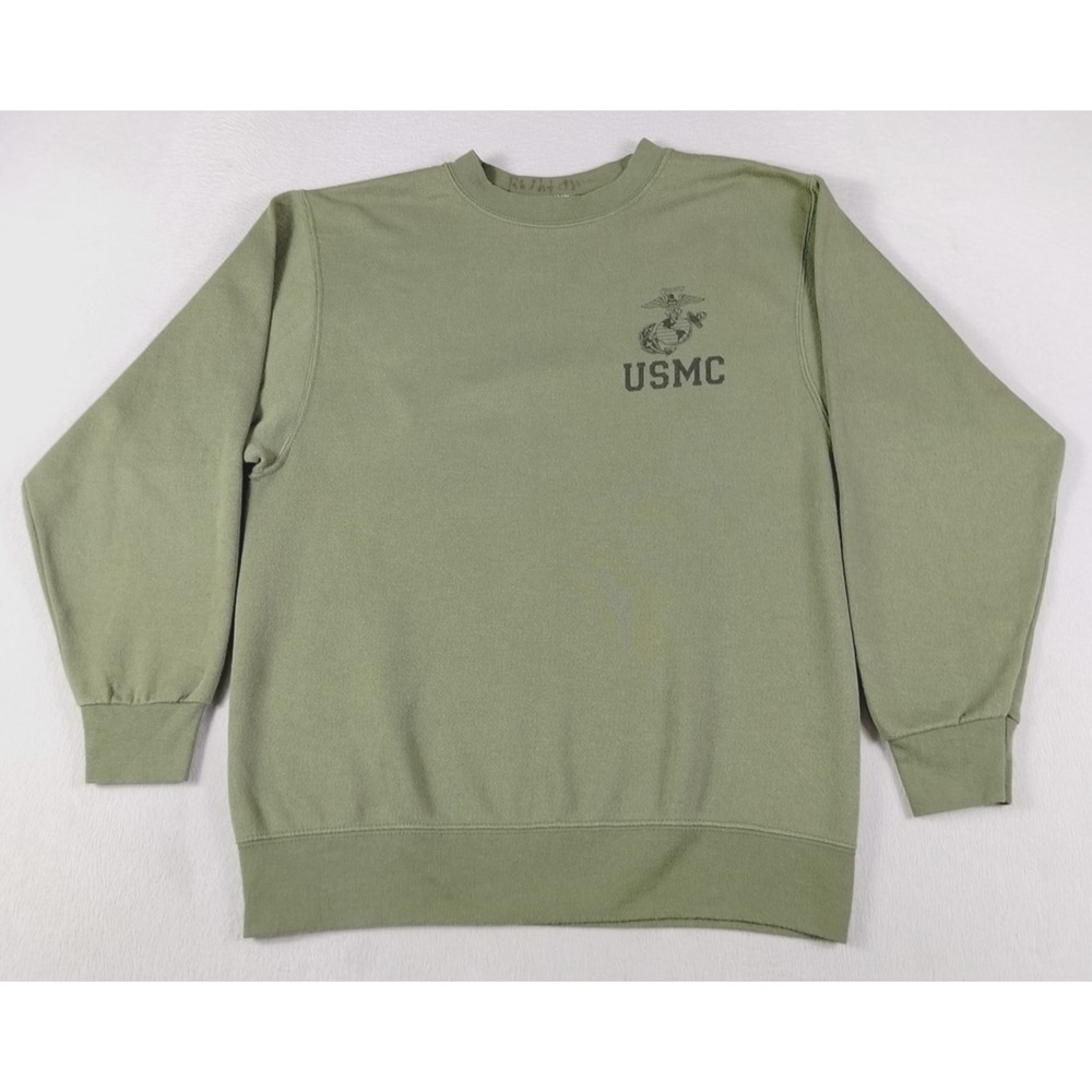 Vintage Marine Corps Sweatshirt Mens Small Green Military PT Activewear USMC